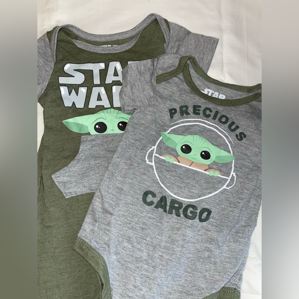 Star Wars Green and Gray Baby Yoda Bodysuits